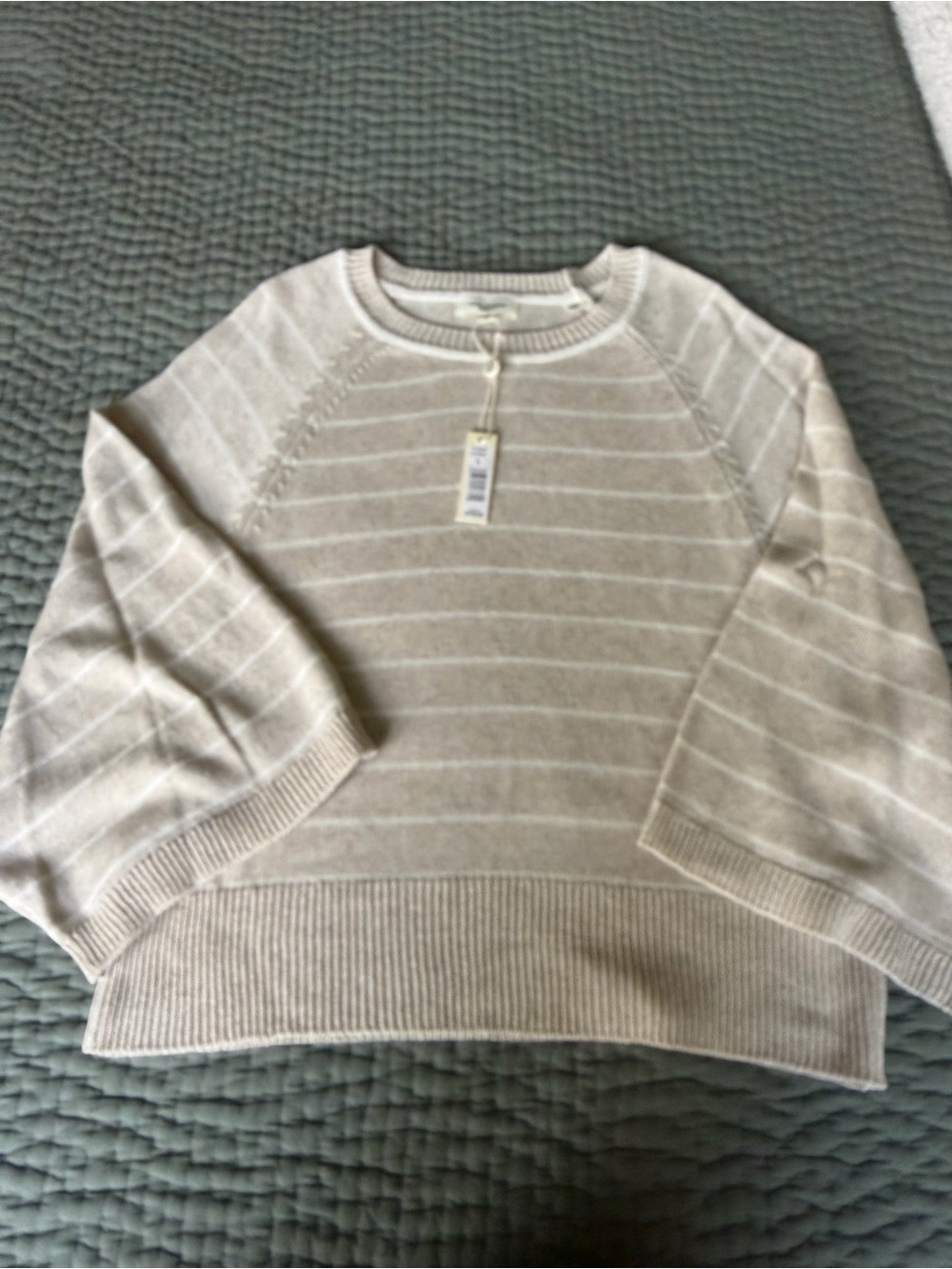 Max Studio Light Beige Striped Women's Sweater